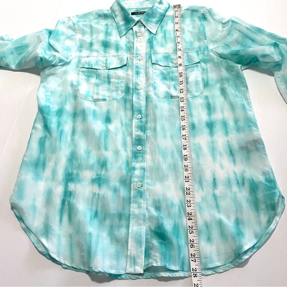 LAUREN Ralph Lauren Tie-dye Cotton Button-down Shirt Blouse Medium - Picture 12 of 13